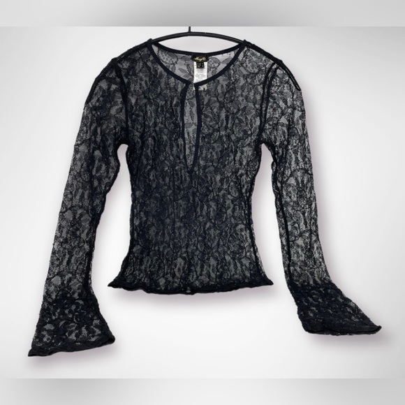 🛍️FINAL SALE🛍️ Mango Lace Sheer Long Sleeve Top - Picture 4 of 11